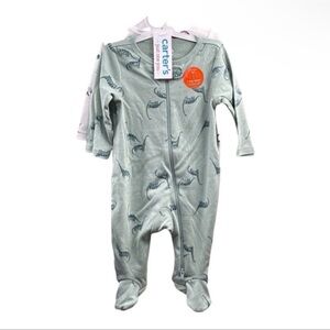 CARTER'S 2 pack Just One You 3M Baby Dinosaur Bodysuit Pajama Outfit NEW!